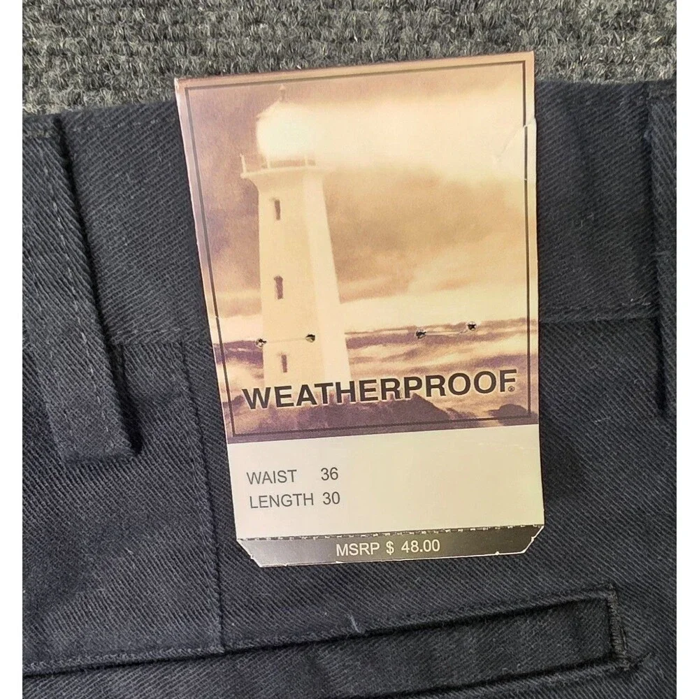 Weatherproof Black Flat Front Chino Pants NWT 36x30 Classic Fit Casual - Picture 8 of 13